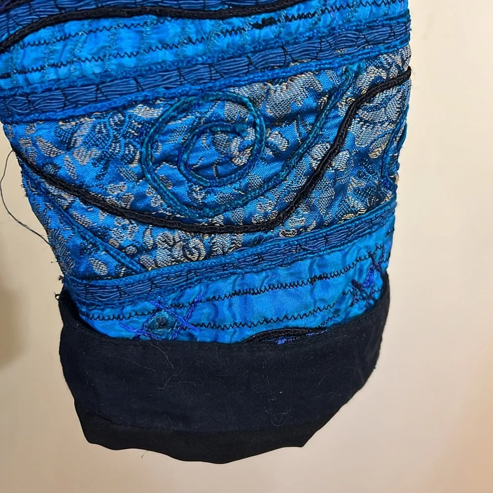 Chico's Sapphire Blue Deepwater Beaded Embroidered Brocade Cardigan Coat - Picture 6 of 9
